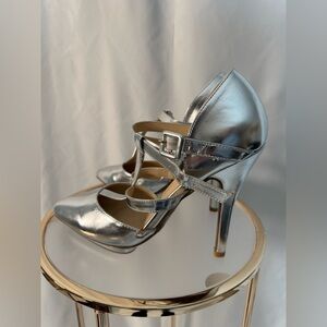 Charlotte Russe Shiny Silver Heels